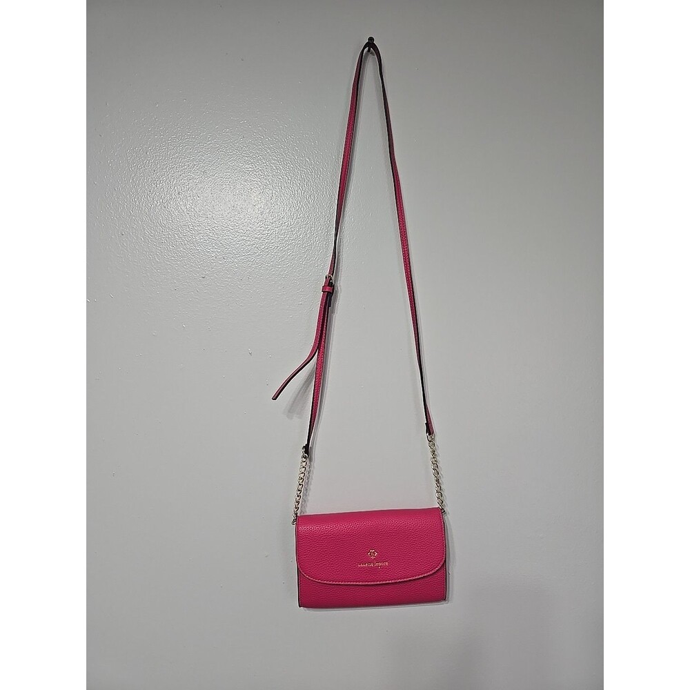 Nanette Lepore Crossbody on a Chain, Pink Faux Leather Magnetic Flap Close